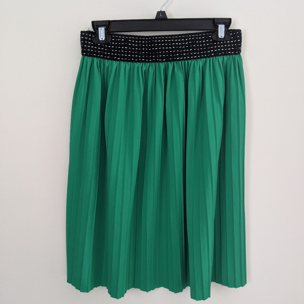 Green Pleated Skirt